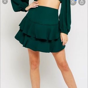 Green mini skirt